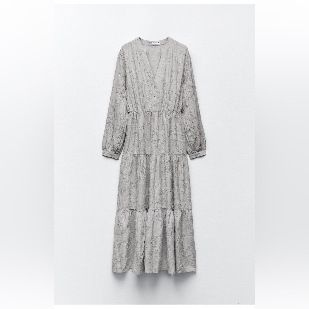 Zara embroidered midi dress NWT